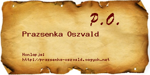 Prazsenka Oszvald névjegykártya